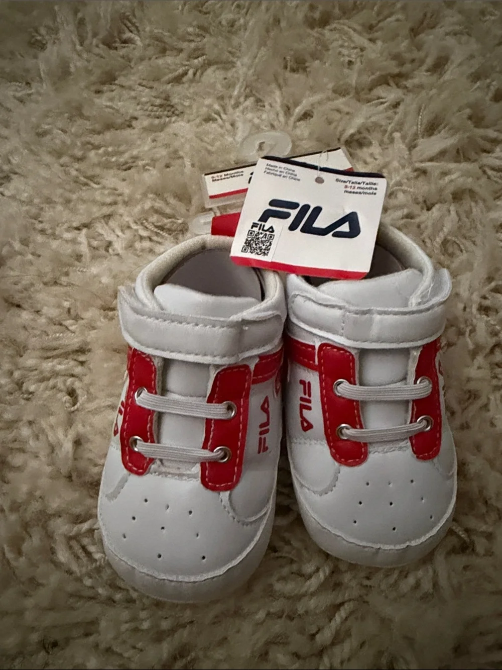 FILA White and Red Baby Walker Sneakers
